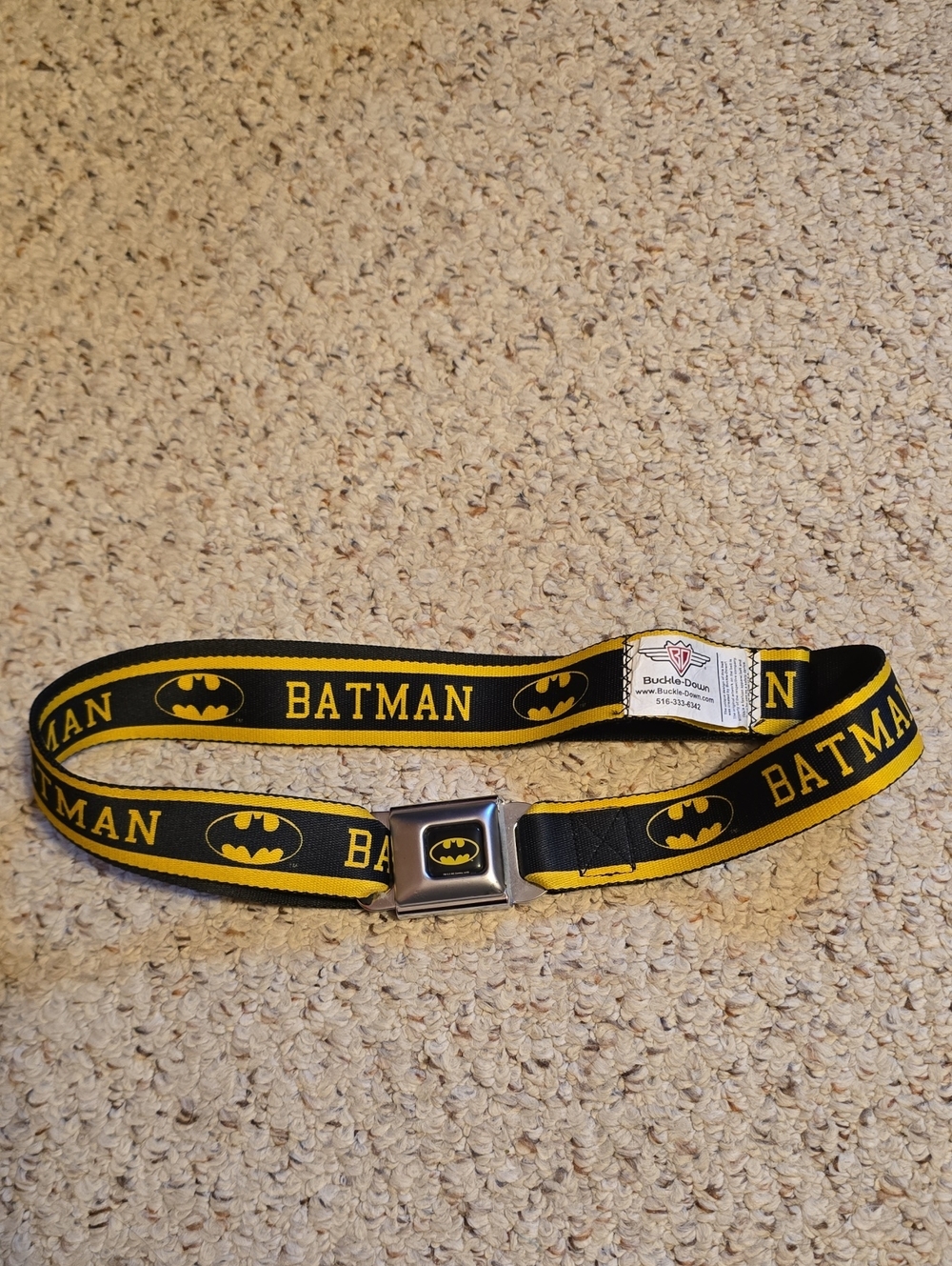 Buckle-Down Batman Black and Yellow Logo Seatbelt-Style Belt